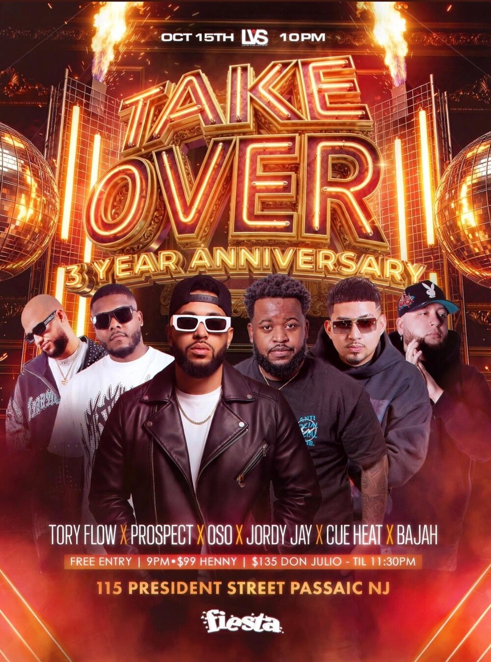 Take Over Thursdays 3 Year Anniversary flyer for October 15 at Fiesta